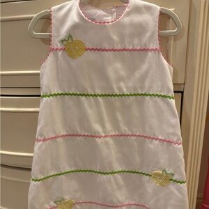Little English 6 White Dress with Lemons Ric Rac